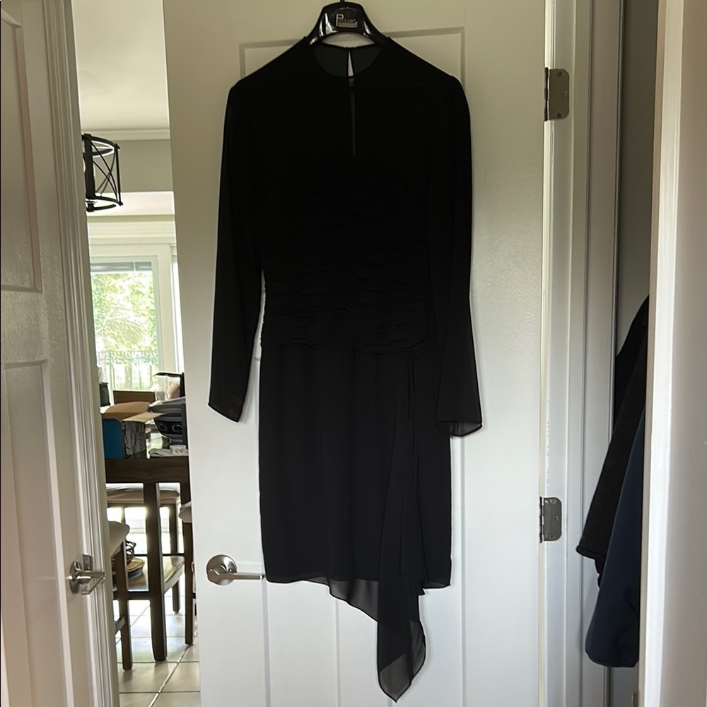 Vintage Asymmetrical Long Sleeve Sheath Dress